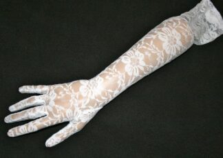 Long Lace Gloves - Above Elbow - White